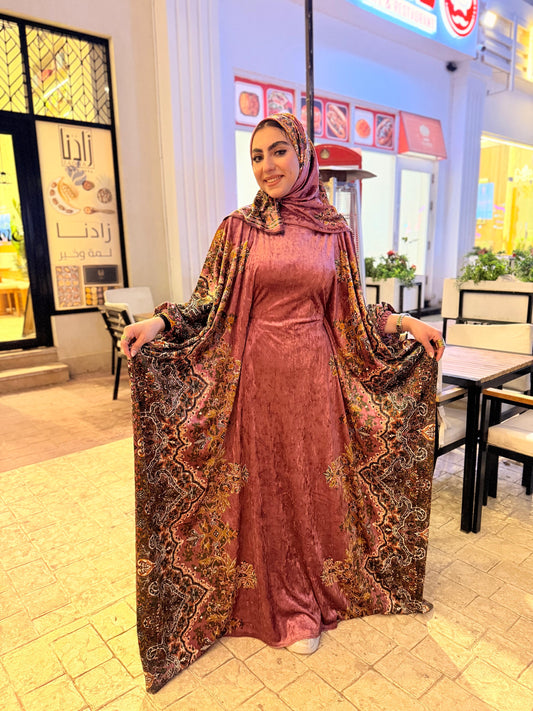 إسدال قطيفة فرنساوي مزخرف – روز